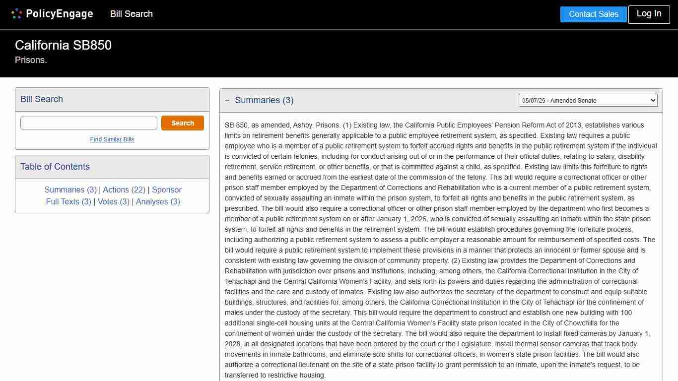 SB850 California 2025-2026 Prisons. - Legislative Tracking PolicyEngage